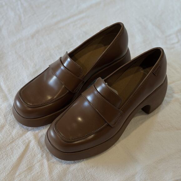 Camper Shoes - Camper Thelma Heeled Loafer Shoes in Brown Sz8.5 EU39